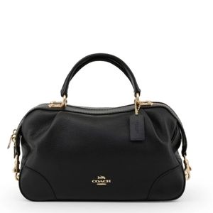 NWT COACH Lane Satchel Pebble Leather Black Gold